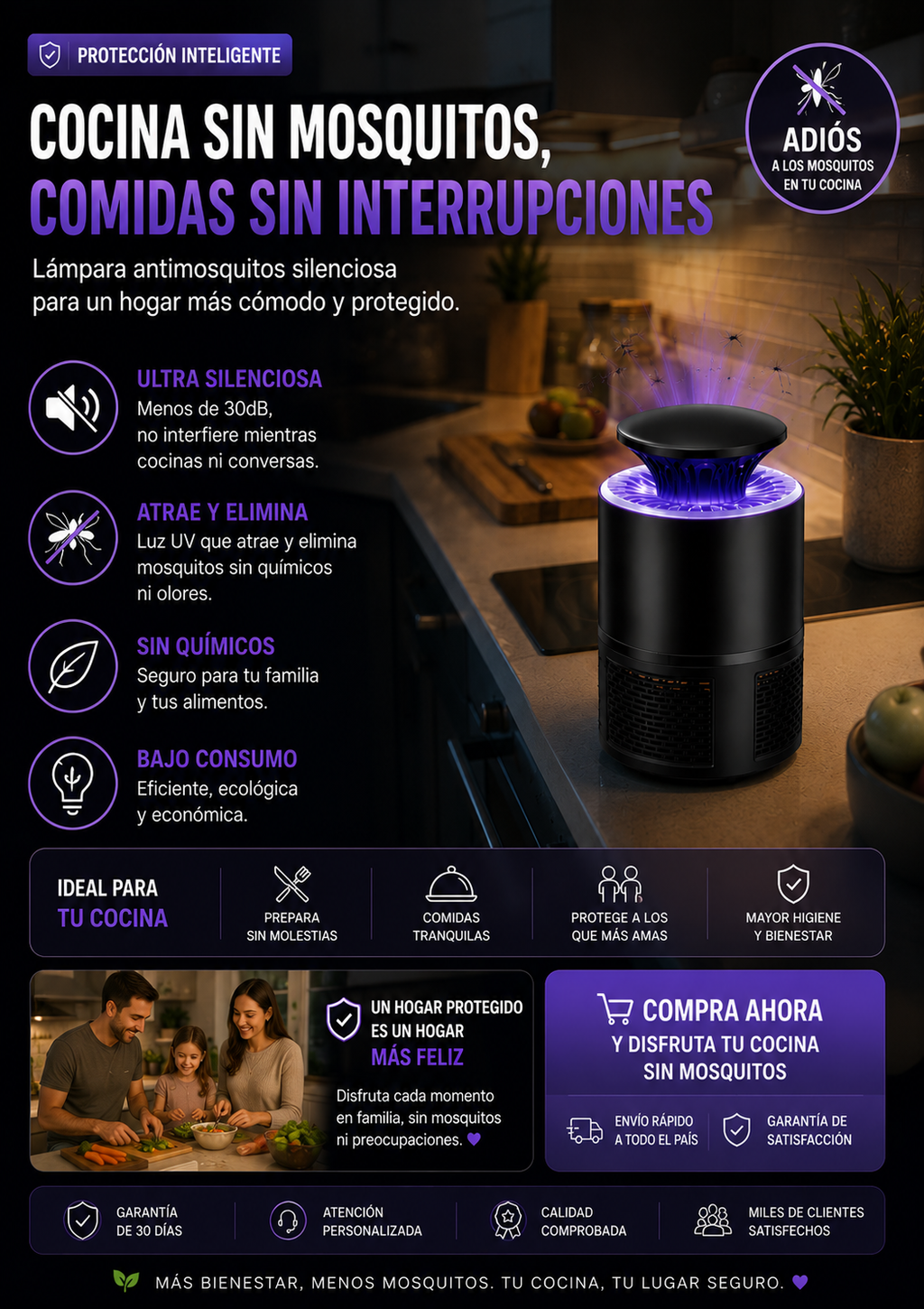 Lámpara antimosquitos por succión