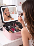 Organizador de maquillaje portátil con espejo LED