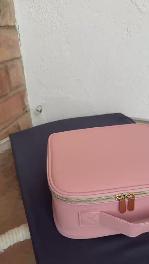 Organizador de maquillaje portátil con espejo LED